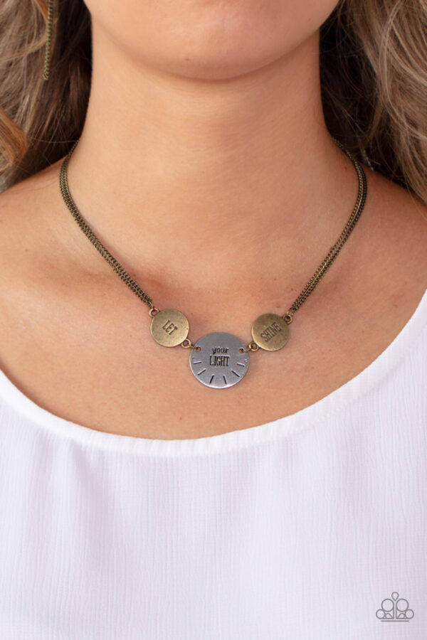 Shine Your Light - Brass Inspirational Necklace - Image 2