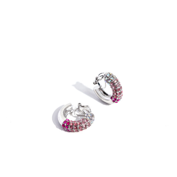 Ombré Observer - Pink Clip-on Hoop Earrings