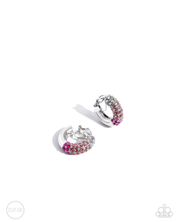Ombré Observer - Pink Clip-on Hoop Earrings