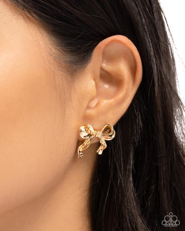 Princess Treatment - Gold Bow Post Earrings - Image 2