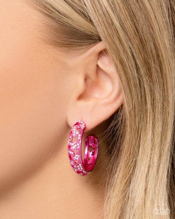 Stellar Significance - Pink Hoop Earrings - Image 2
