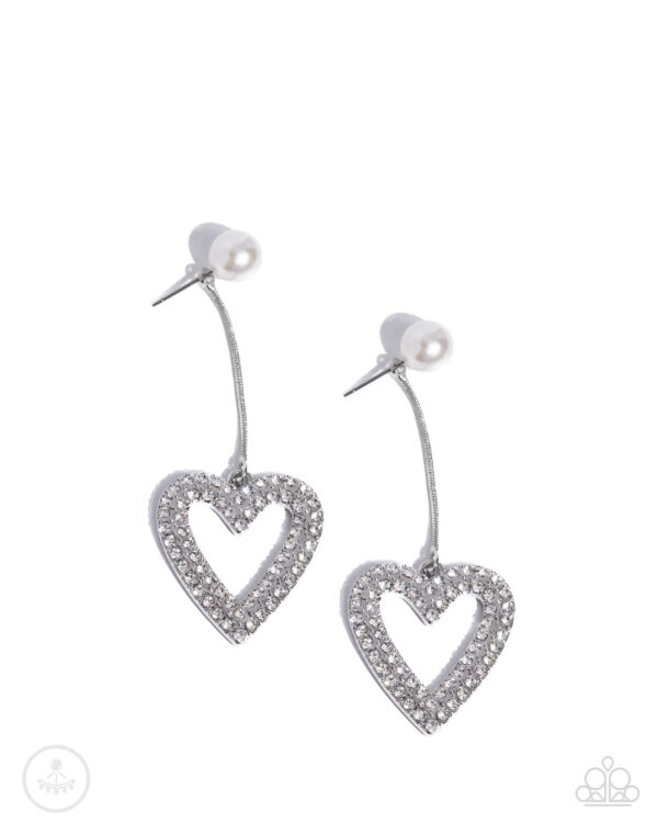 Valentines Vision - White Heart Double sided Post Earrings