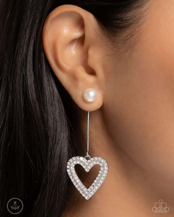 Valentines Vision - White Heart Double sided Post Earrings - Image 2