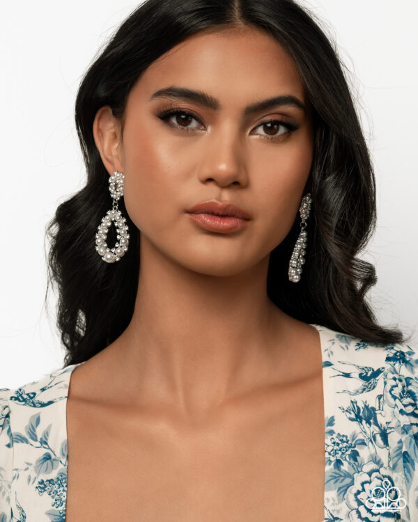 Dapper Debut - White Post Earrings - Image 3