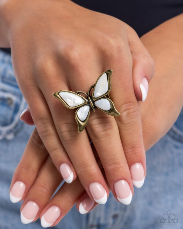 Suspended Story - Brass Butterfly Ring - Image 2