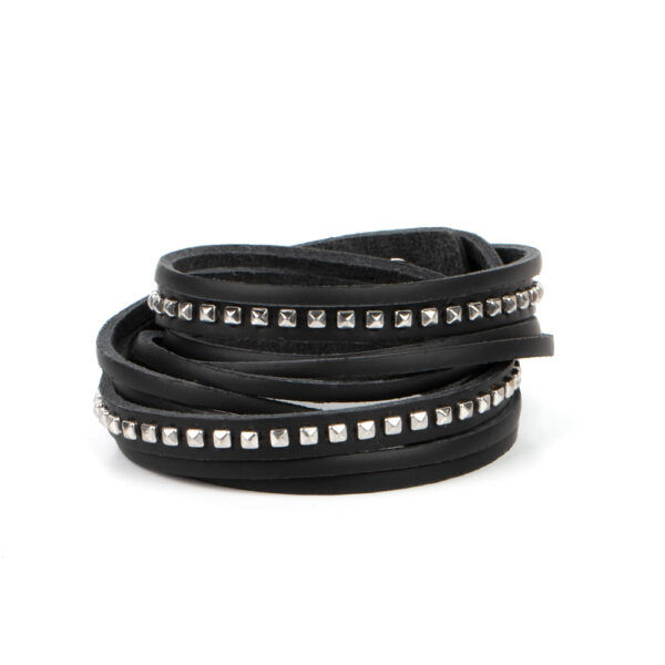 Studded Sensation - Black Double Wrap Bracelet