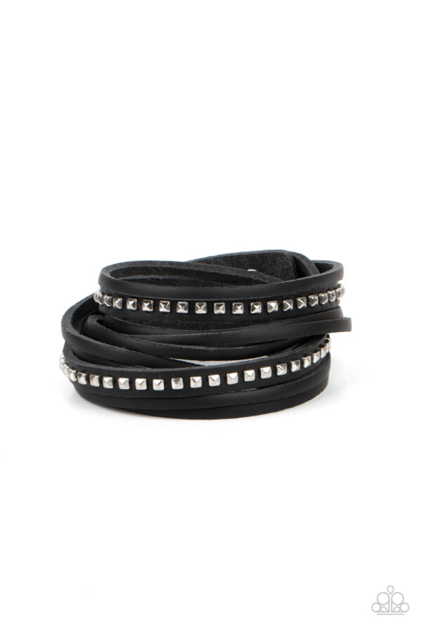 Studded Sensation - Black Double Wrap Bracelet