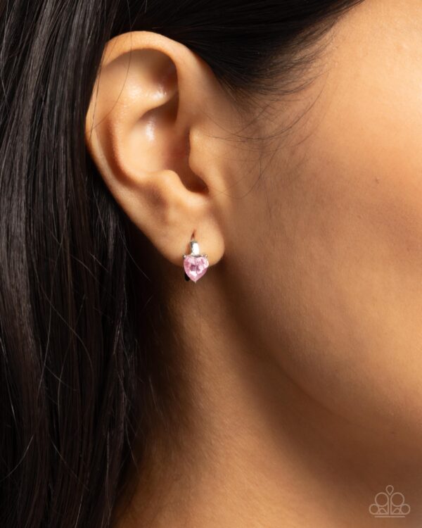 Tenuous Touch - Pink Hinge Hoop Earrings - Image 2