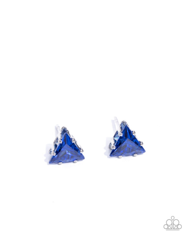 Triangular Twinkle - Blue Post Earrings