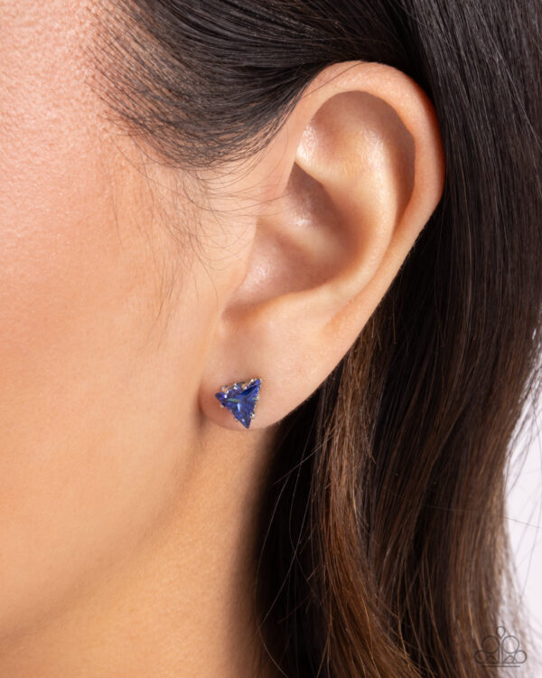 Triangular Twinkle - Blue Post Earrings - Image 2
