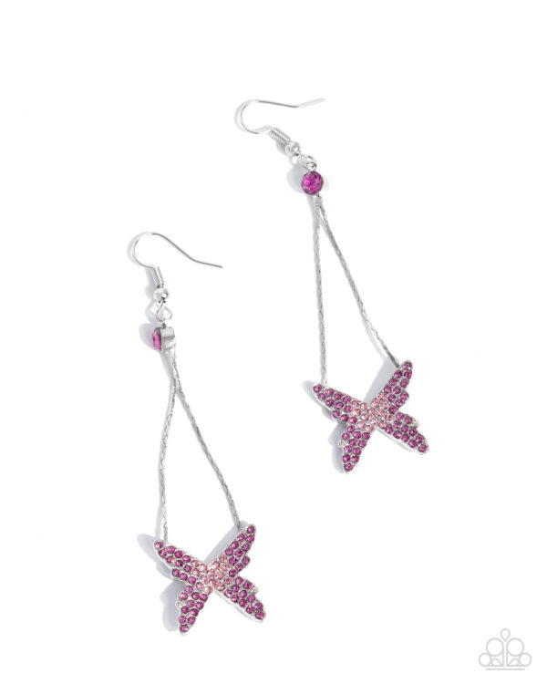 Pick A FLIGHT - Pink Butterfly Earrings