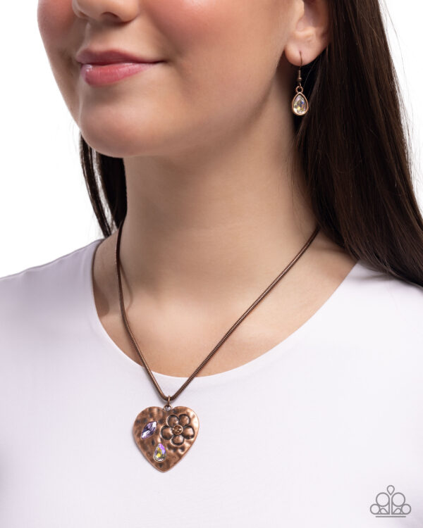 Outgoing Opulence - Copper Heart Necklace Set - Image 2