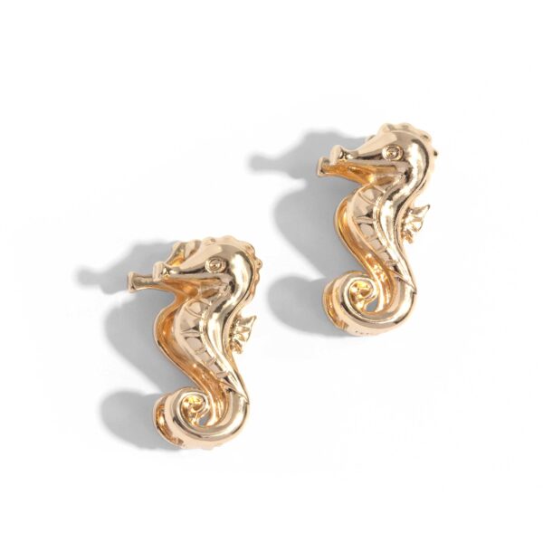 Sea Horse Statement - Gold Hinge Hoop Earrings