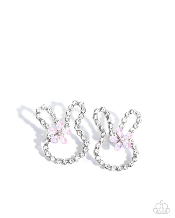 Bunny Backdrop - Pink Post Earrings