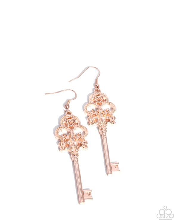 Château Chic - Rose Gold Key Earrings