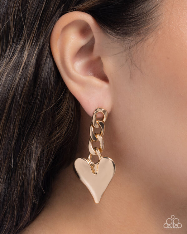 Mechanic Match - Gold Heart Post Earrings - Image 2