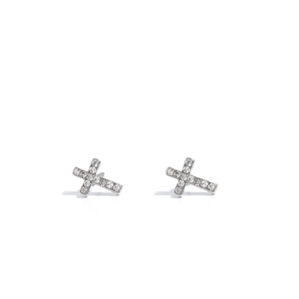 Sacred Shimmer - White Cross Post Earrings