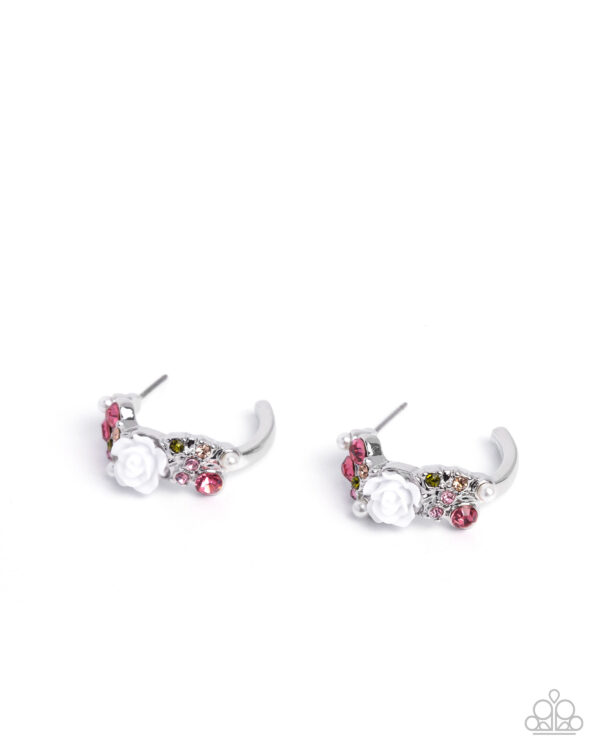 Borderline Bloom - Pink Hoop Earrings