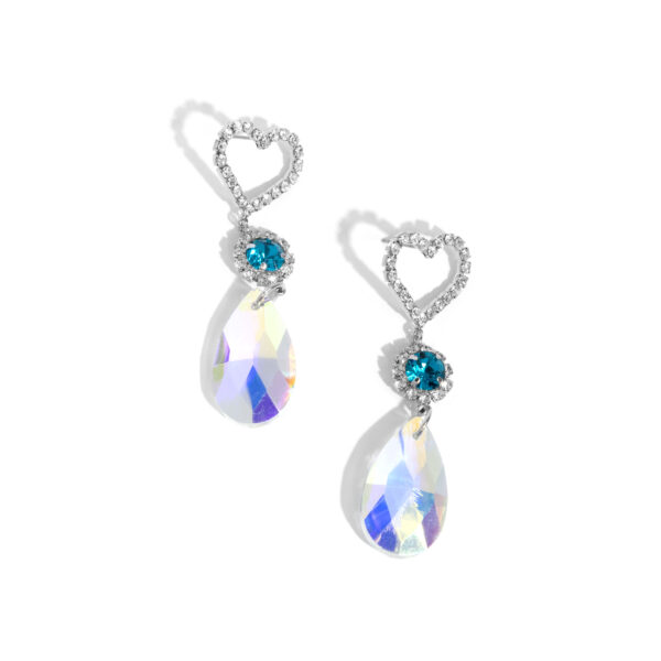 Faceted Frenzy - Blue Heart Post Earrings