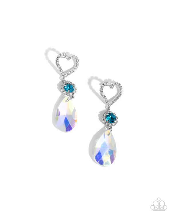 Faceted Frenzy - Blue Heart Post Earrings