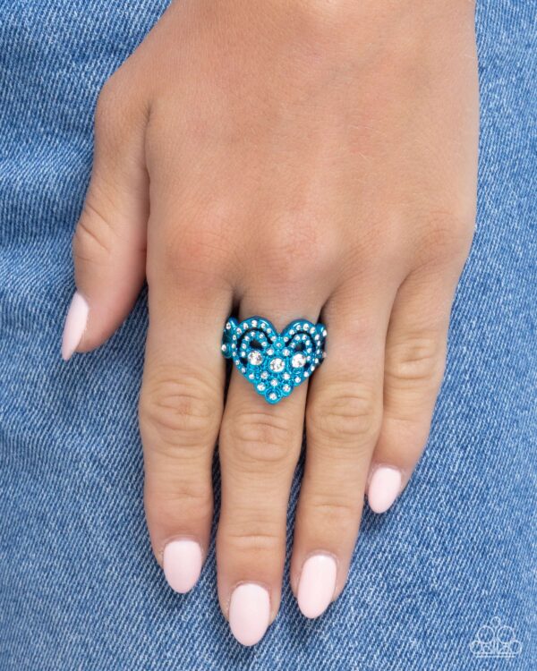 Gallant Glitter - Blue Heart Ring - Image 2