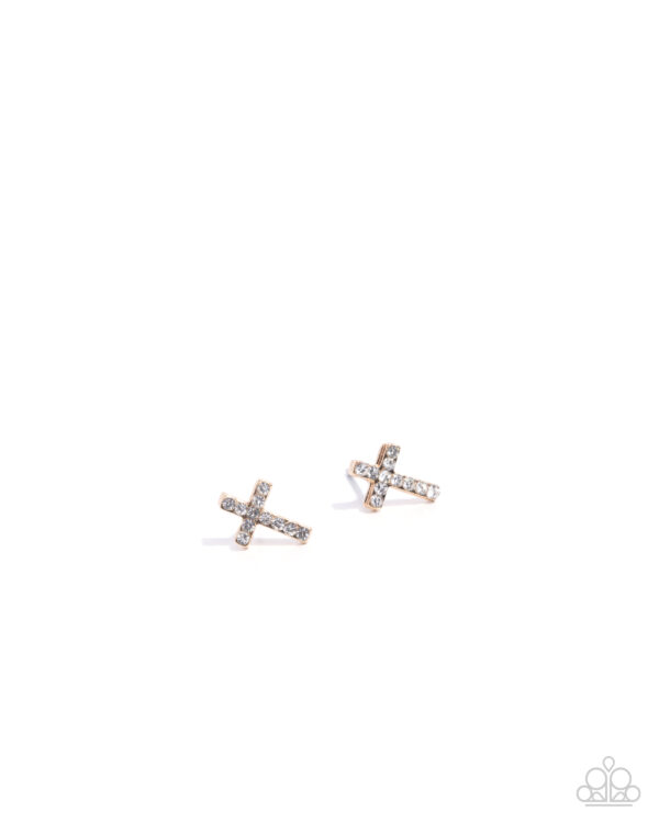 Sacred Shimmer - Gold Cross Post Earrings