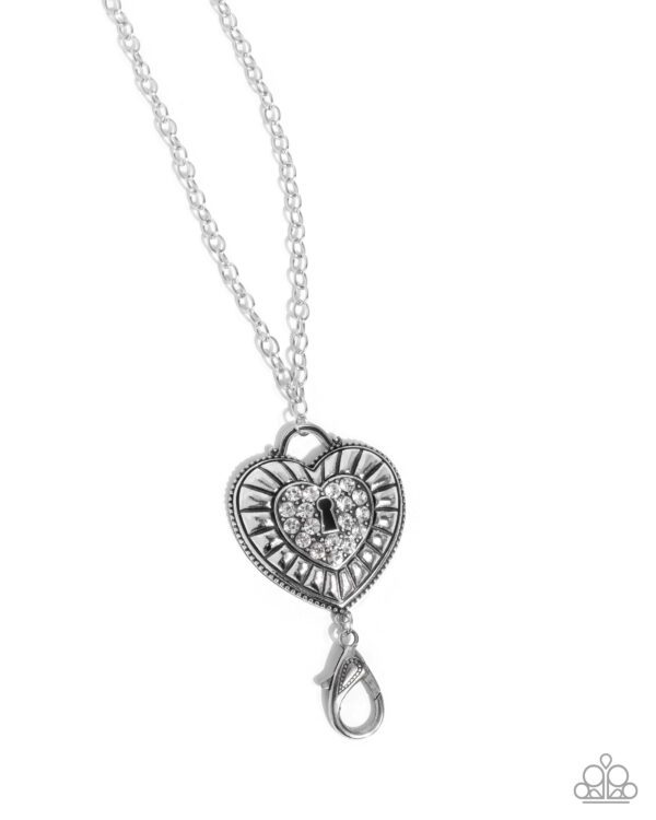 Panoramic Padlock - White Heart Lanyard