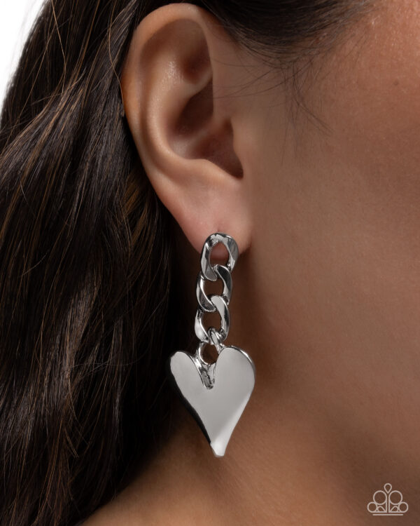 Mechanic Match - Silver Heart Post Earrings - Image 2