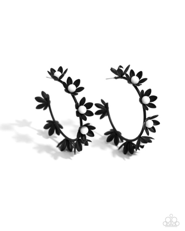 Flower Vine - Black Hoops