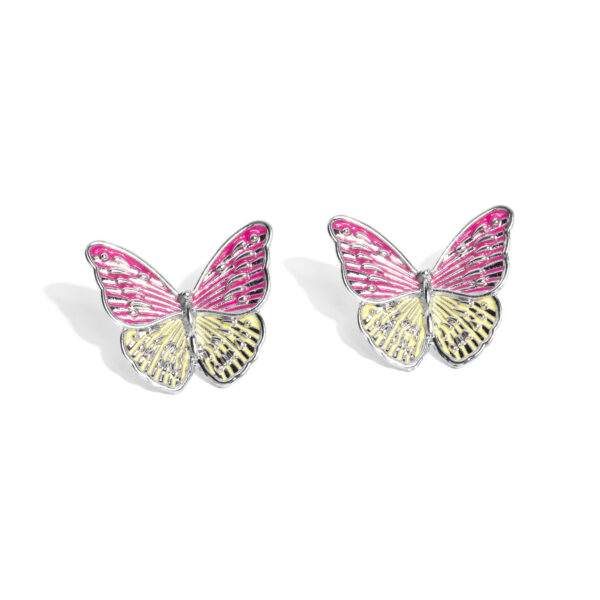 Aerial Appreciation - Pink Butterfly Post Earrings