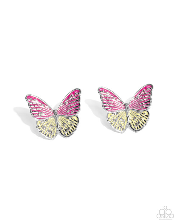 Aerial Appreciation - Pink Butterfly Post Earrings