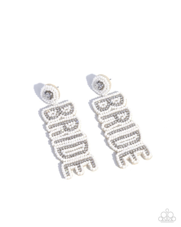 Bridal Beading - White Post Earrings
