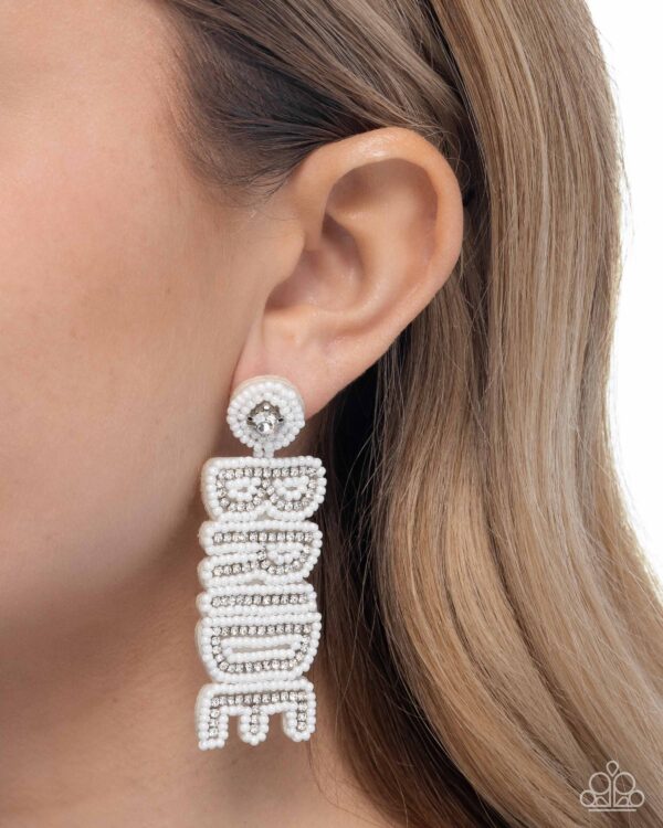 Bridal Beading - White Post Earrings - Image 2