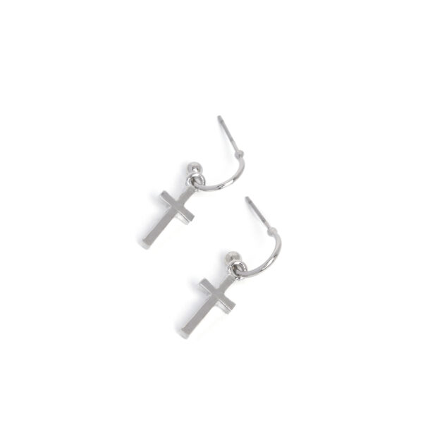 Daily Divinity - Silver Cross Hoop Earrings