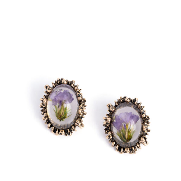 Elaborately Encased - Gold Post Earrings