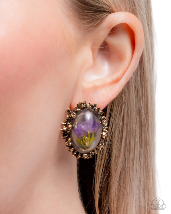 Elaborately Encased - Gold Post Earrings - Image 2