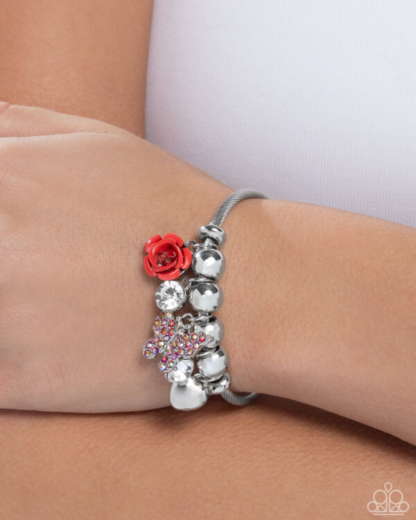 Windblown Whimsy - Red Coil Charm Bracelet - Image 2