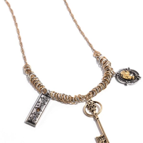 Noteworthy Nomad - Multi Mixed Metal Gold Key Short Necklace - Paparazzi - Fashion Fix June 2025