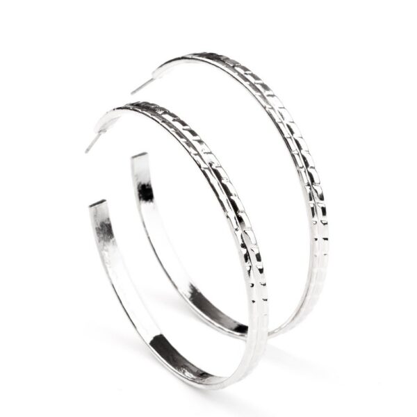 TREAD All About It - Silver Rhinestone Hoop Earrings - Paparazzi Fashion Fix Exclusive February 2021